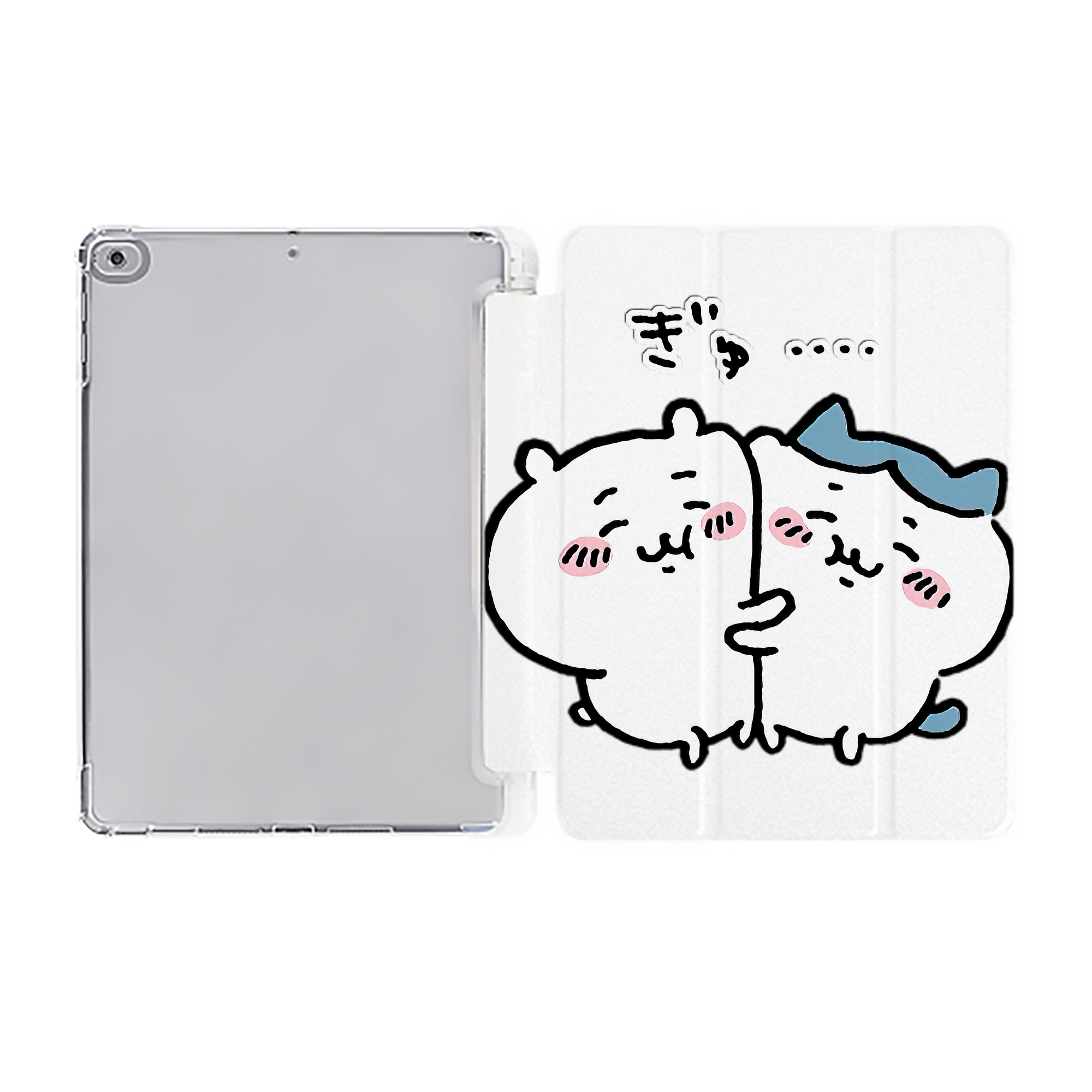 （画像用） ちいかわ ハチワレ Chii-kawa hachiware IPad ケース ペン収納付き 三つ折りスタンド PUレザー×シリコン 対応機種9.5/10.5/10.9インチ